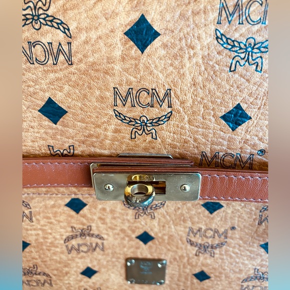 MCM Vinatge Cognac Visetos Monogram Kelly Top Handle Satchel Limited Edition - Picture 3 of 12